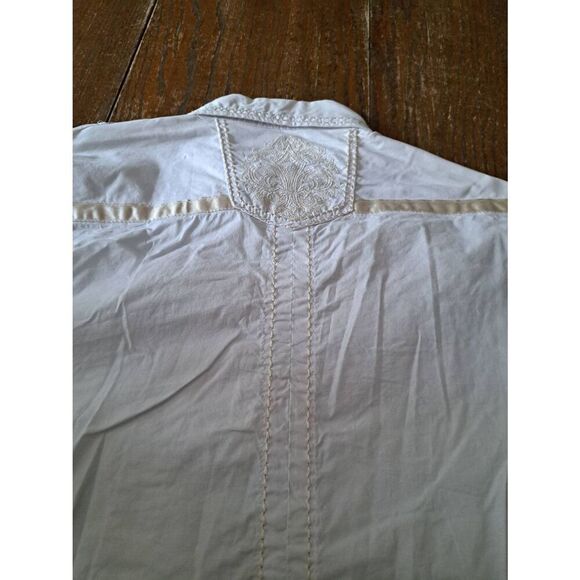 New Large Montero Jeans Cream Embroidered Western Hispanic Streetwear Shirt - Picture 4 of 4